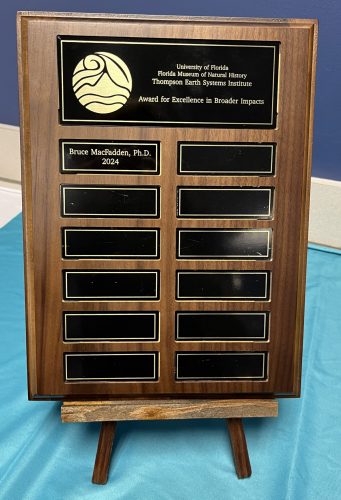 Close up of the award plaque.