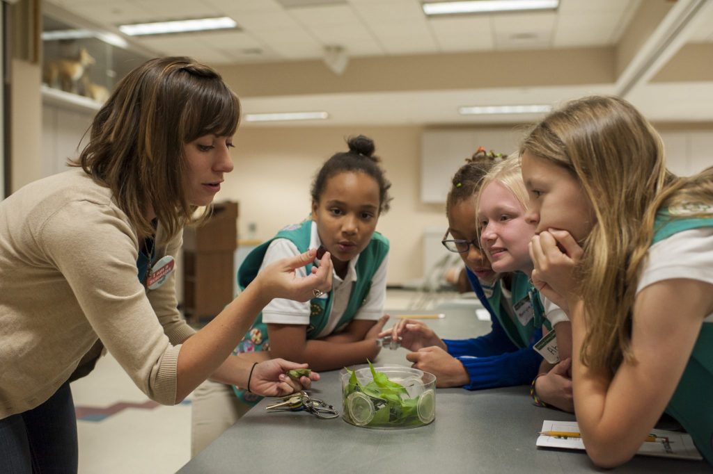 Geena Hill with Girl Scouts at the She's a Scientist event